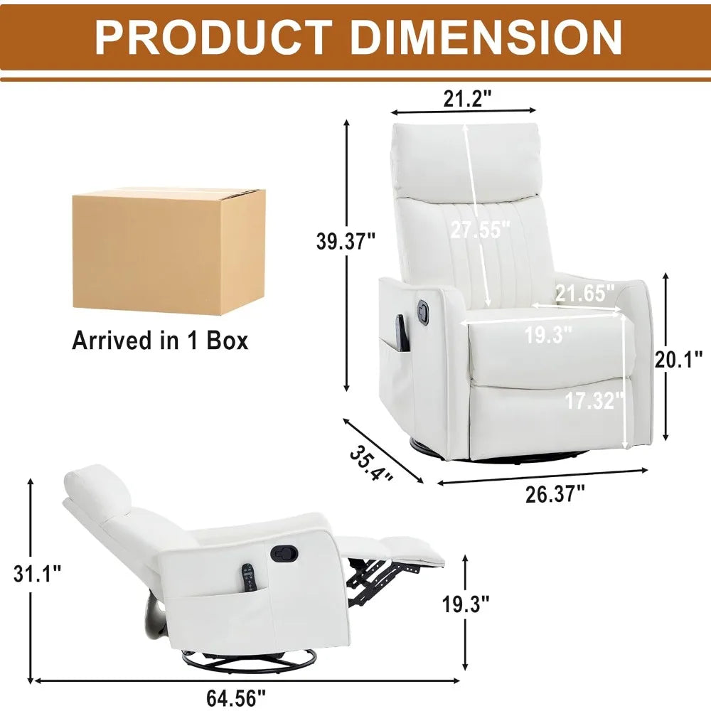 Manual Swivel Rocker Recliner Chair For Adults With Massage