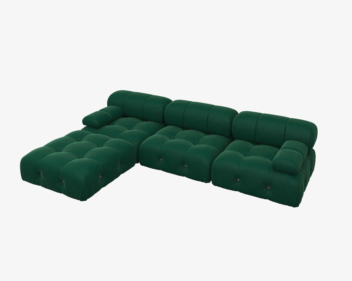 Sdorens Velvet L-Shaped Sectional Sofa With Reversible Ottoman
