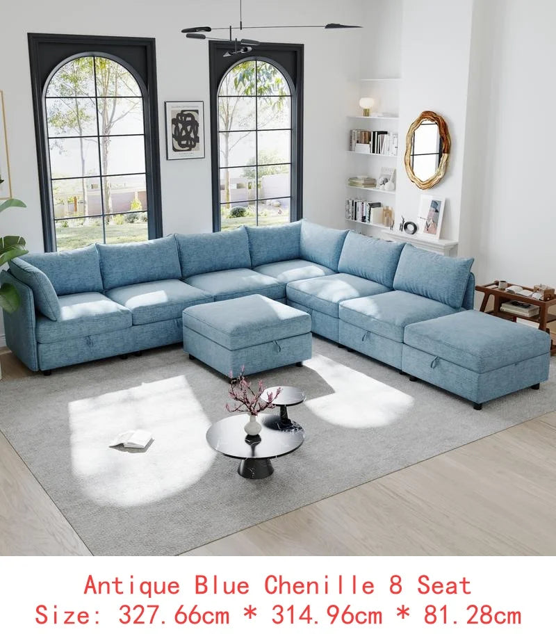 Modular Sectional Sofa Set With Storage 3 Seater Loveseat Chair