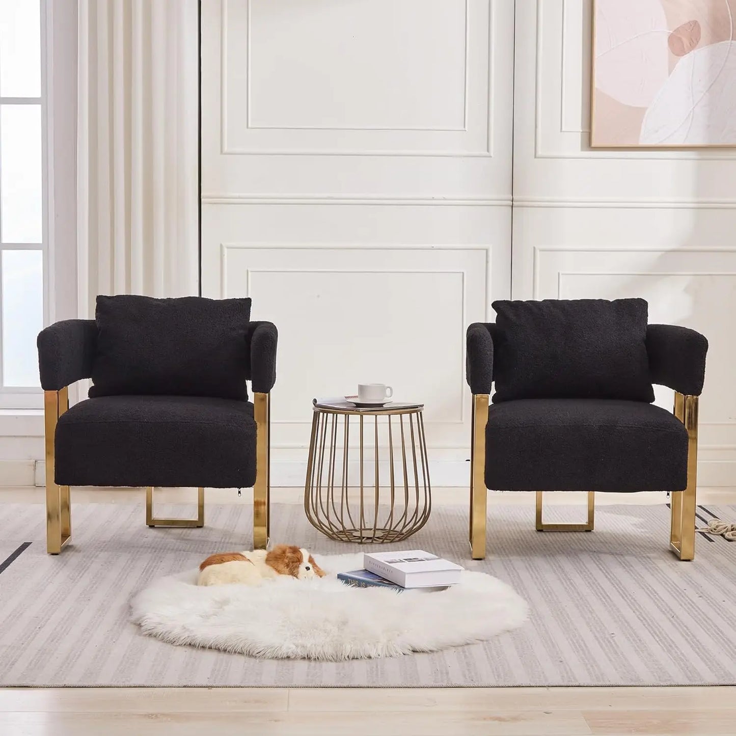Modern Barrel Accent Chairs Upholstered Set Of Two