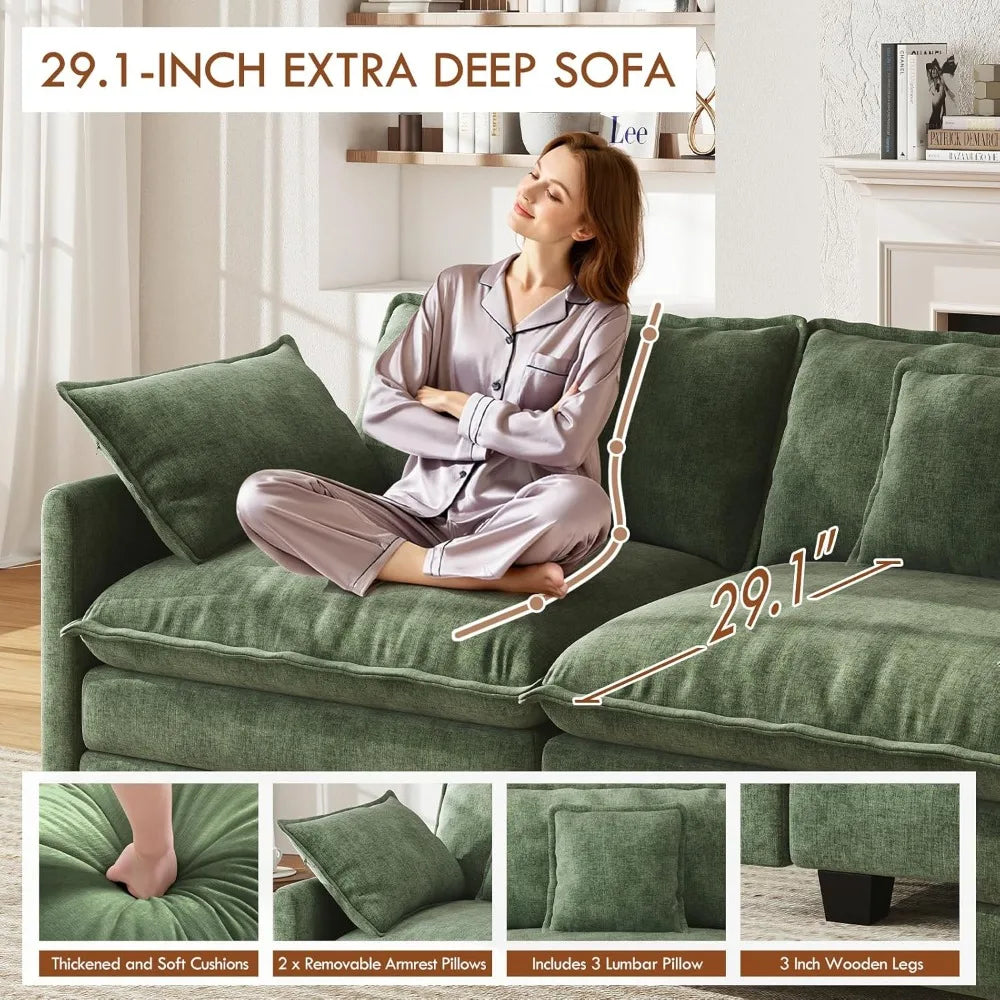 U Shaped Modular Sectional Sofa Chenille With Movable Ottomans