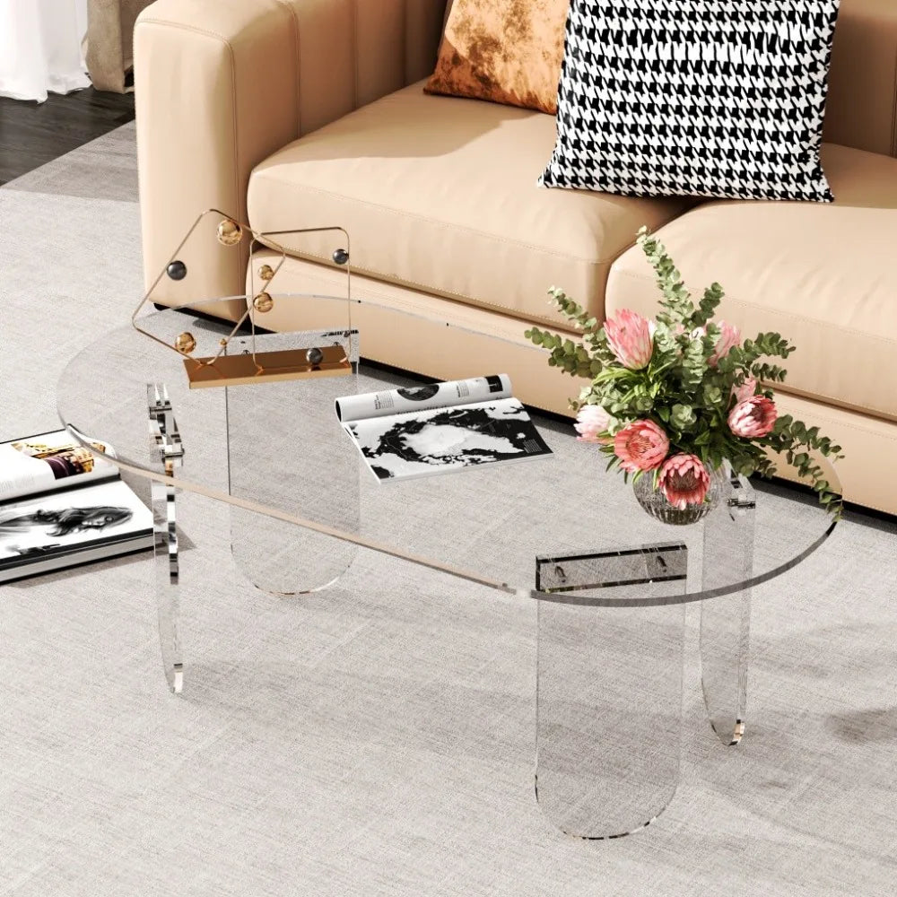 Acrylic Coffee Table Oval Center Table For Living Room