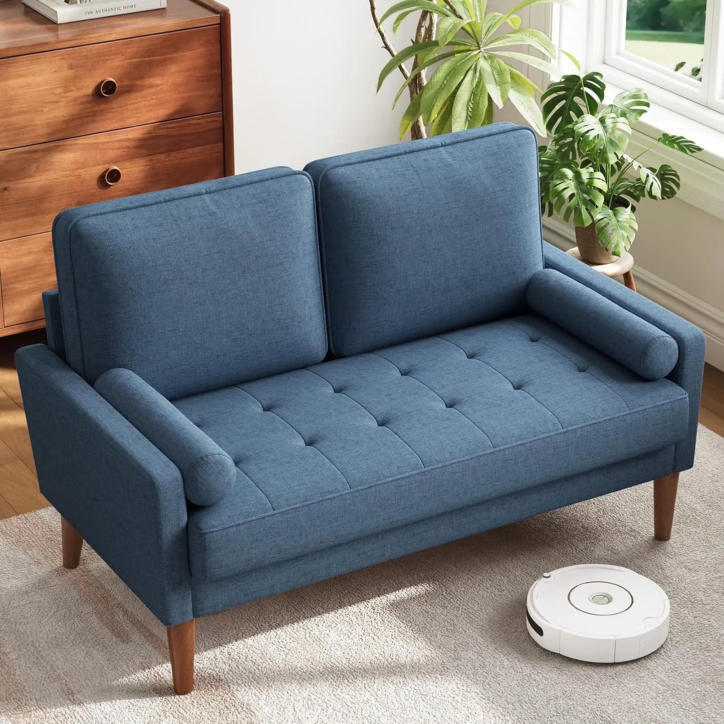 Vesgantti Mid Century Velvet Loveseat Sofa with Solid Wood Legs