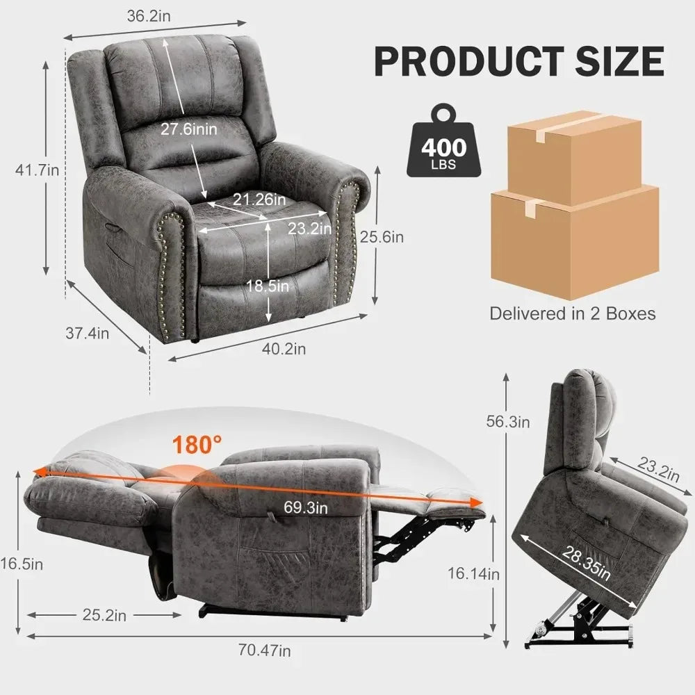 CHENGWEI Dual Motor Lay Flat Lift Chair Recliner Massage Heat