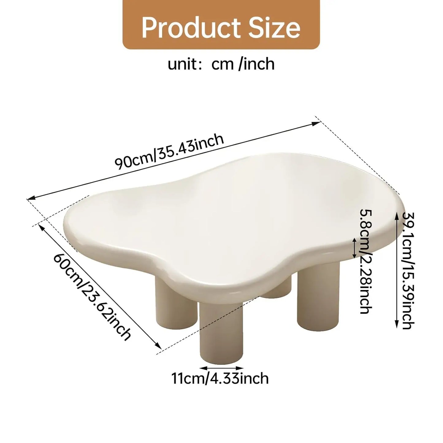 Cloud Modern Coffee Table With Four Legs For Living Room