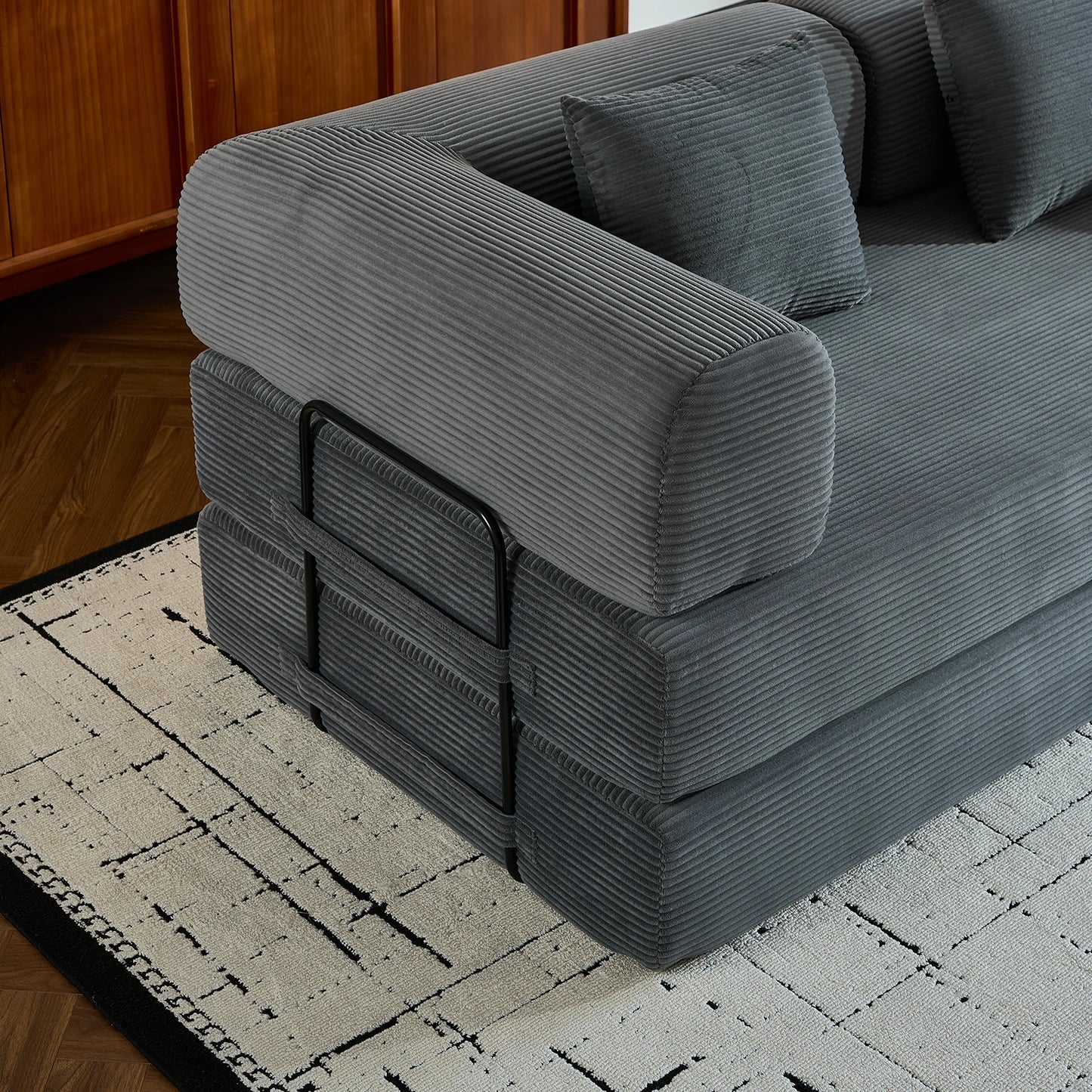 THOLASIS Folding Convertible Corduroy Sofa Bed For Small Spaces