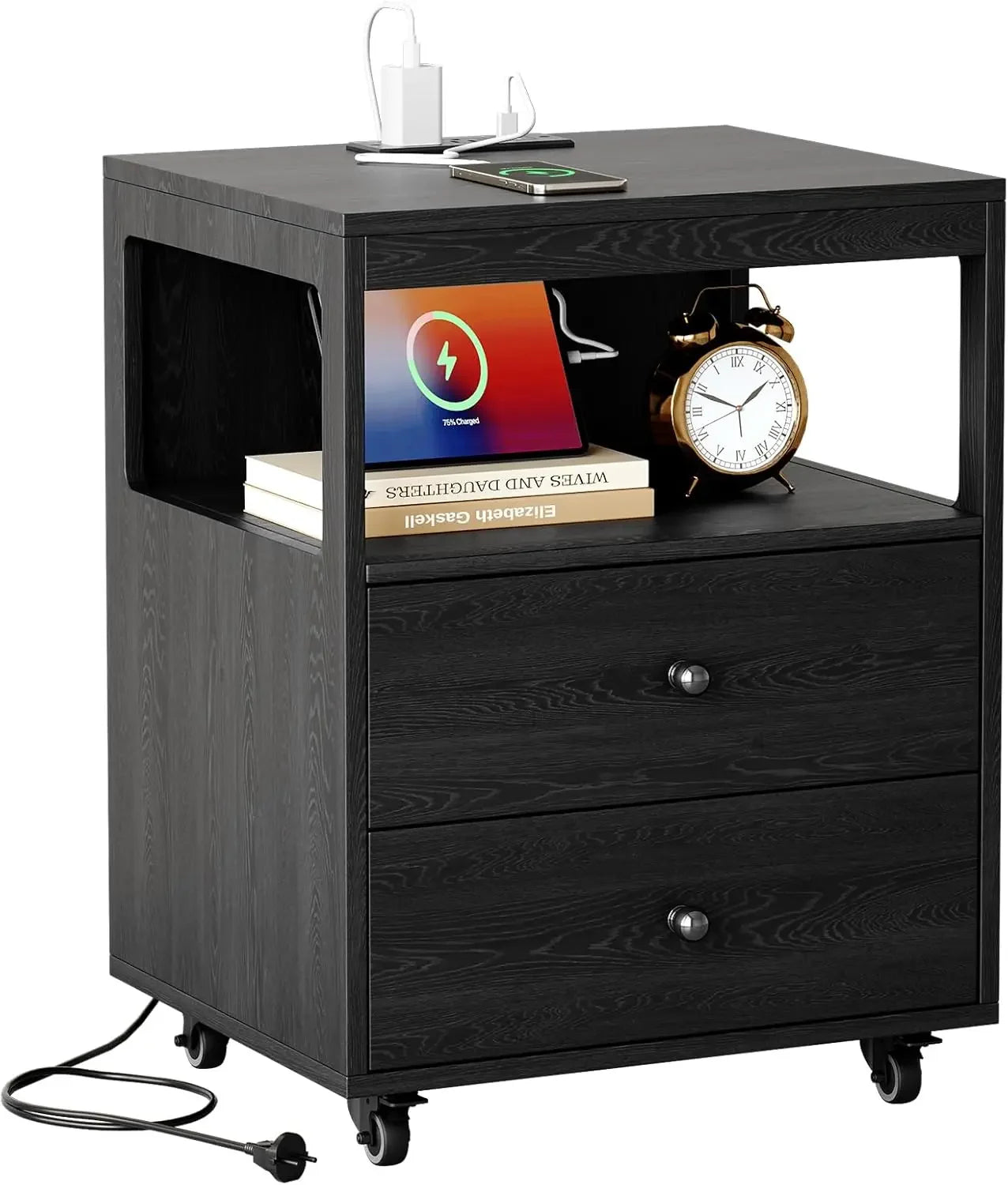 Side Table With 2 Drawers Sofa End Tables With Wheels