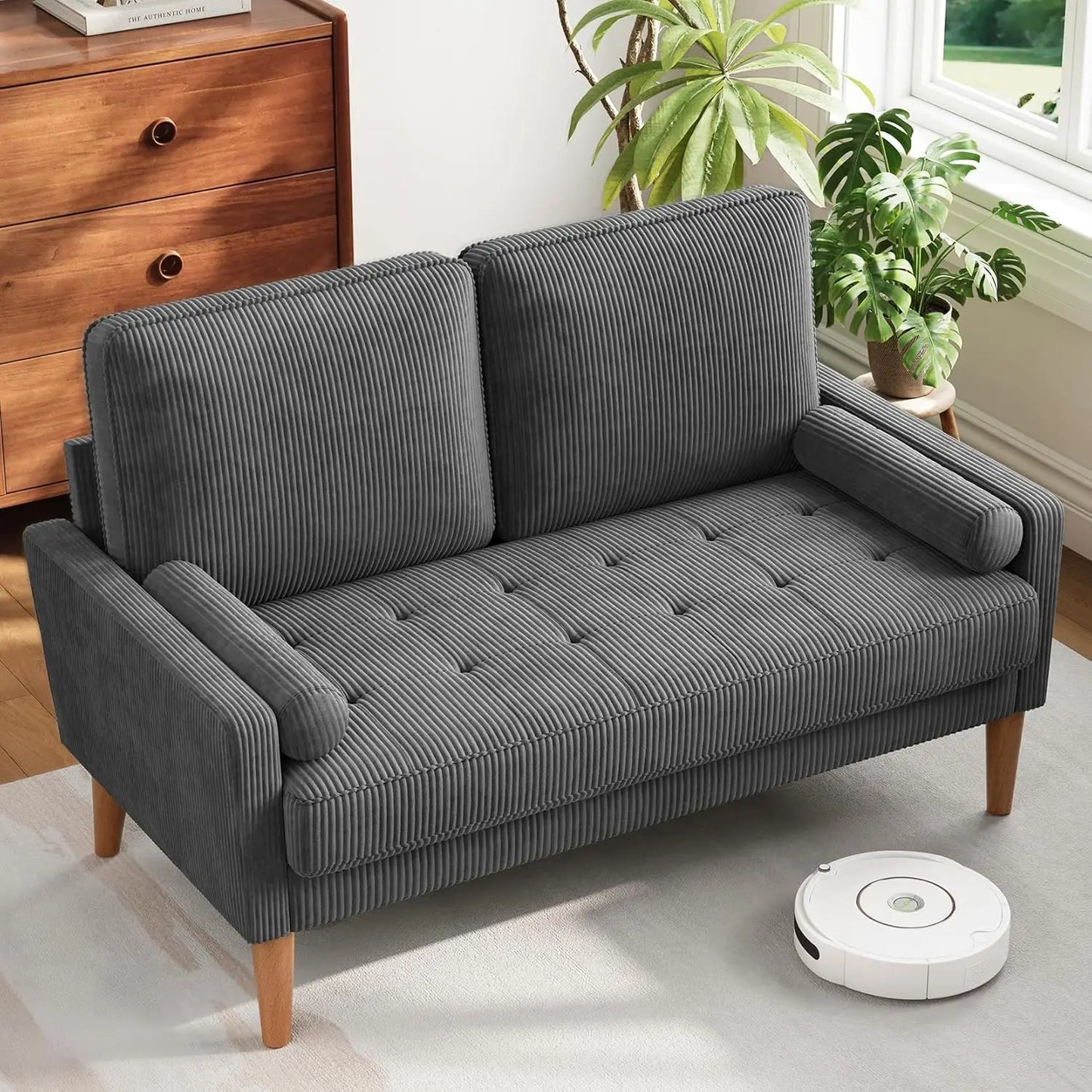 Vesgantti Mid Century Velvet Loveseat Sofa with Solid Wood Legs
