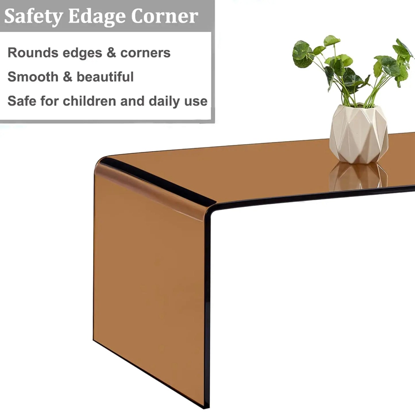 Modern Glass Coffee Table With Wood Frame For Living Room