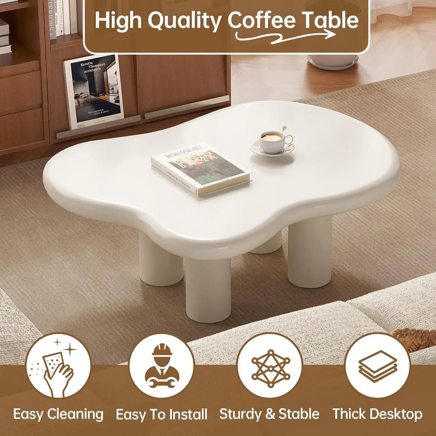 Cloud Modern Coffee Table With Four Legs For Living Room