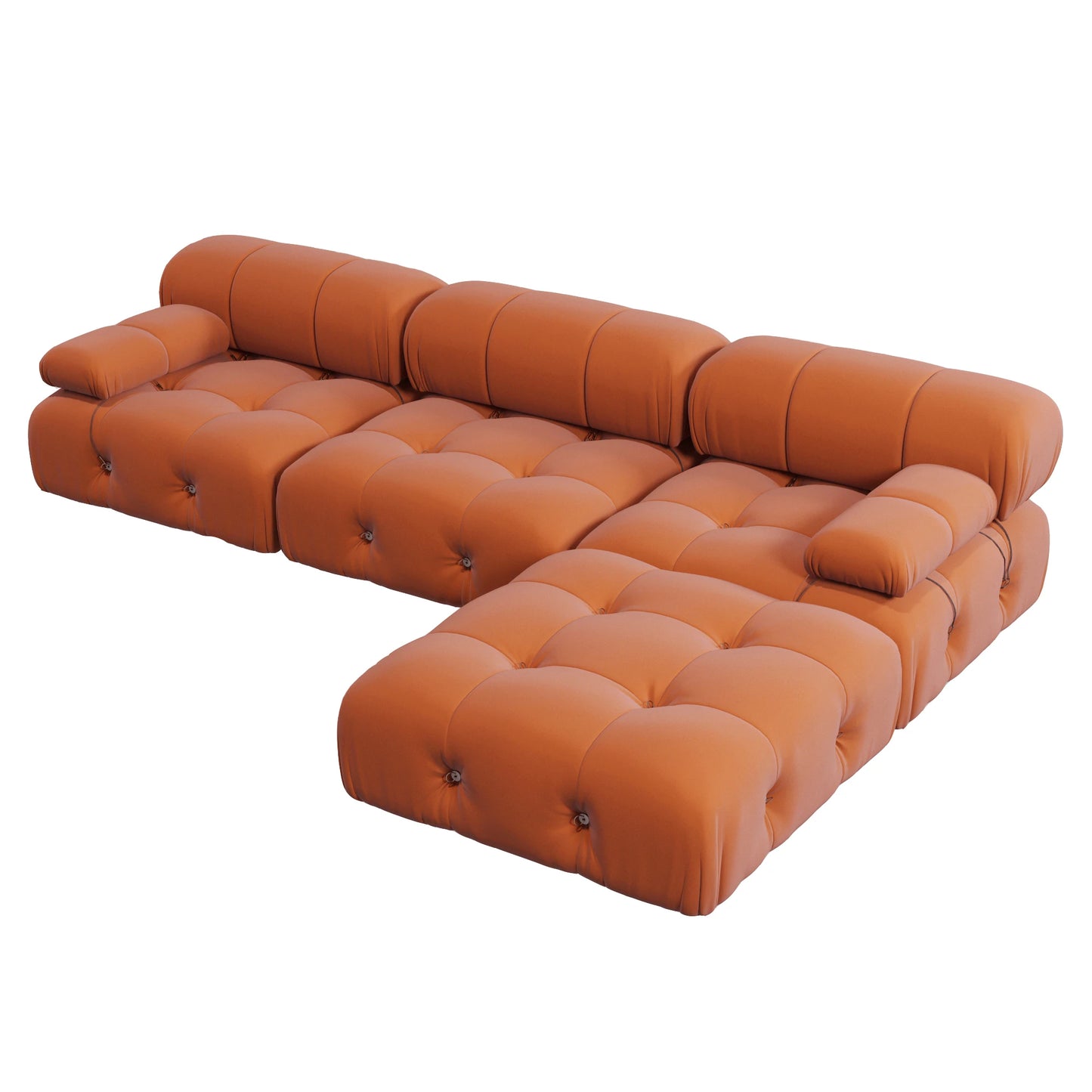 Sdorens Velvet L-Shaped Sectional Sofa With Reversible Ottoman