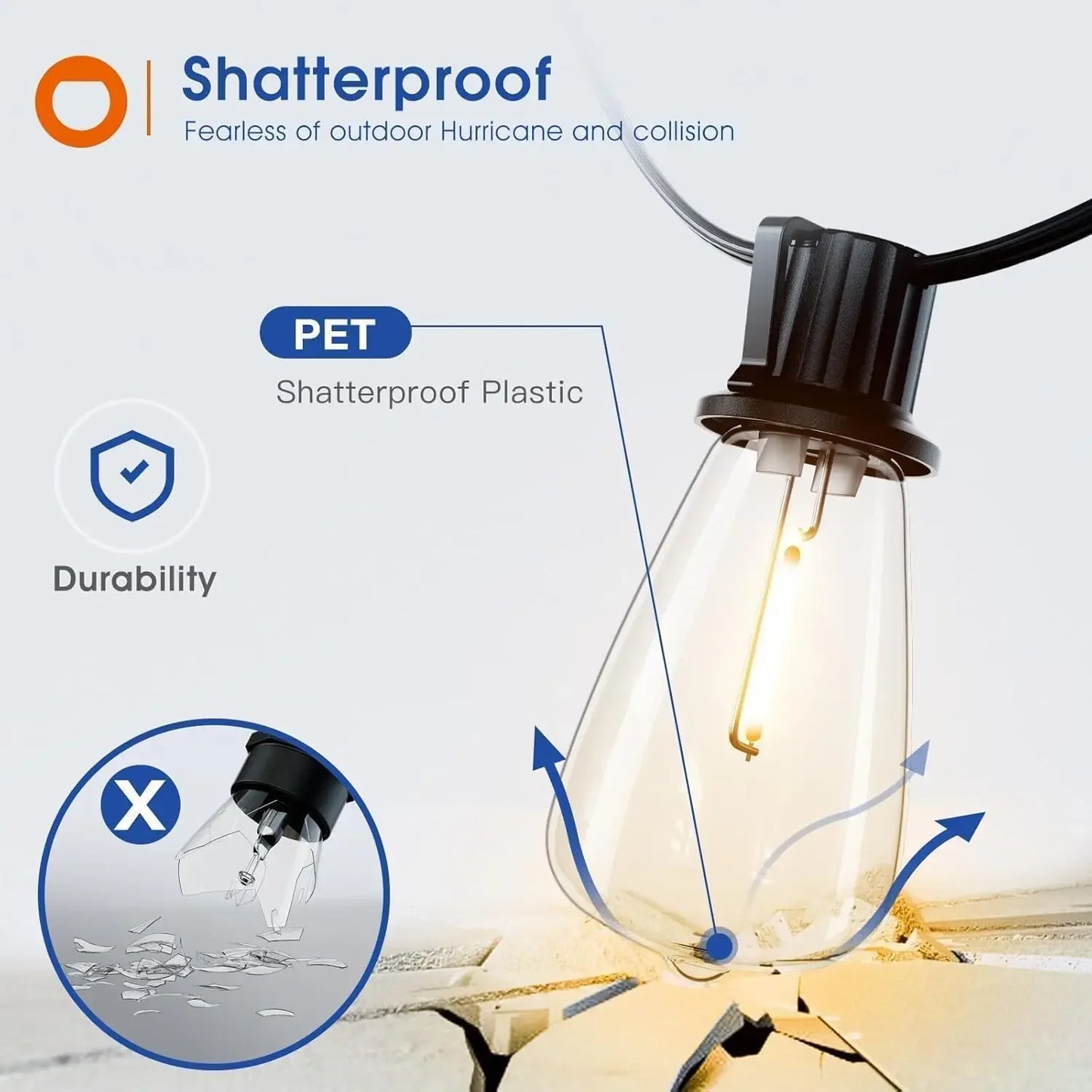MIMIRGB LED Outdoor String Lights Waterproof Dimmable Patio