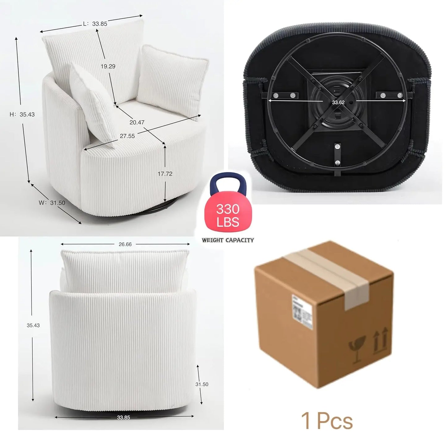 Swivel Accent Upholstered Chair for Living Room and Bedroom