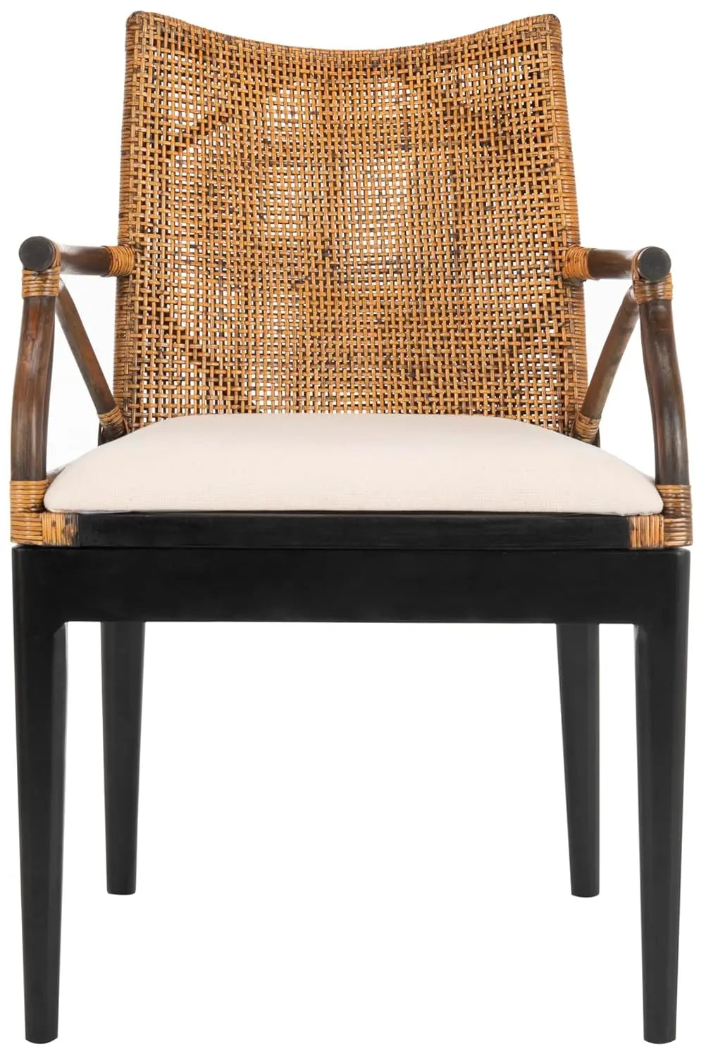 Solid Wood Rattan Arm Chair For Living Room Modern Style