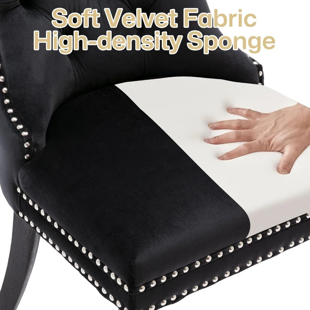 MOYU Velvet Dining Chairs Set 6 With Golden Stainless Legs