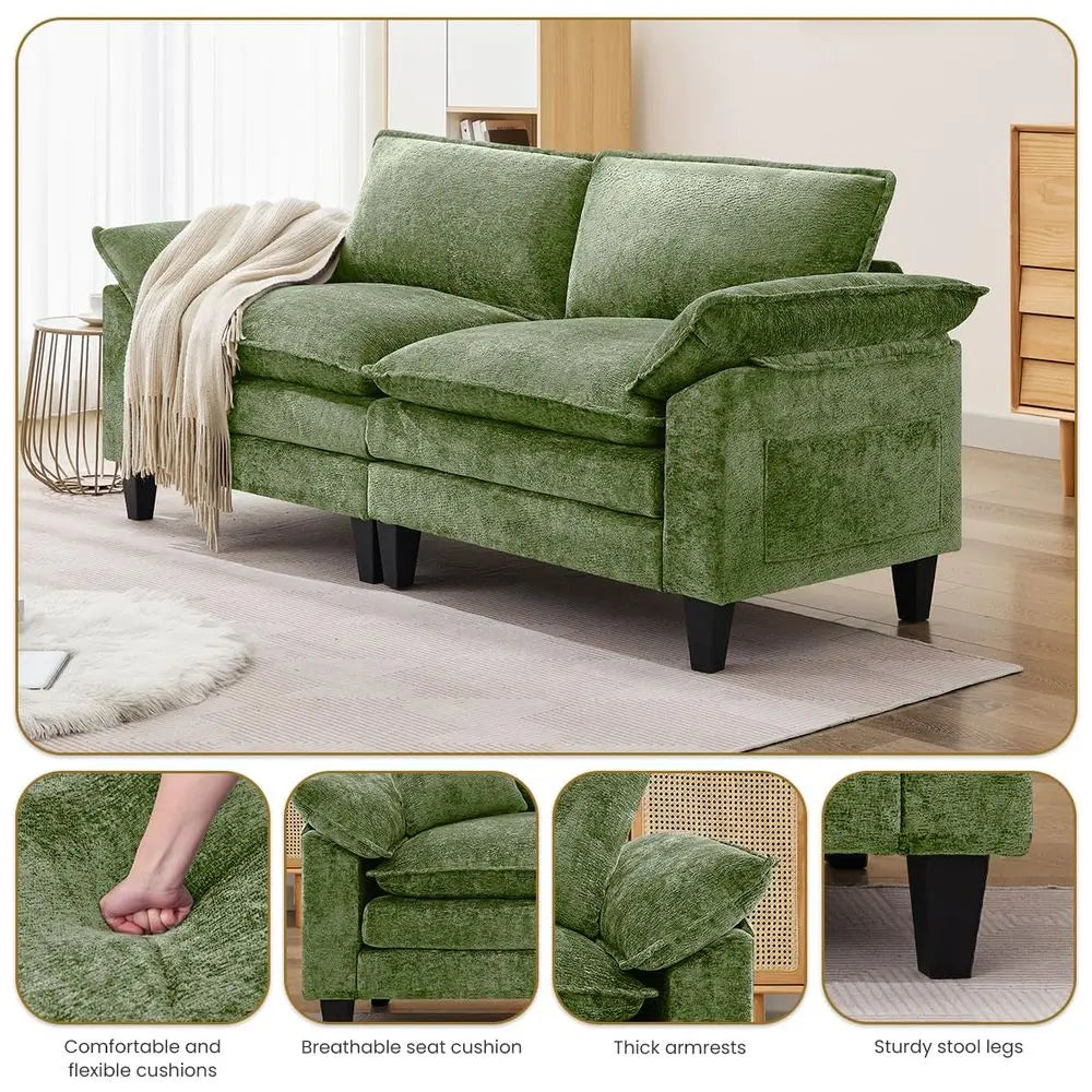 Cloud Loveseat Sofa Modern Chenille Fabric Double Cushion