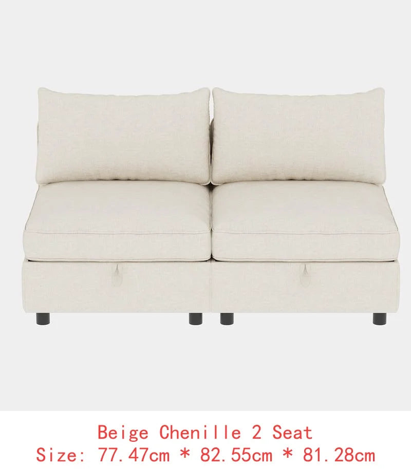 Modular Sectional Sofa Set With Storage 3 Seater Loveseat Chair