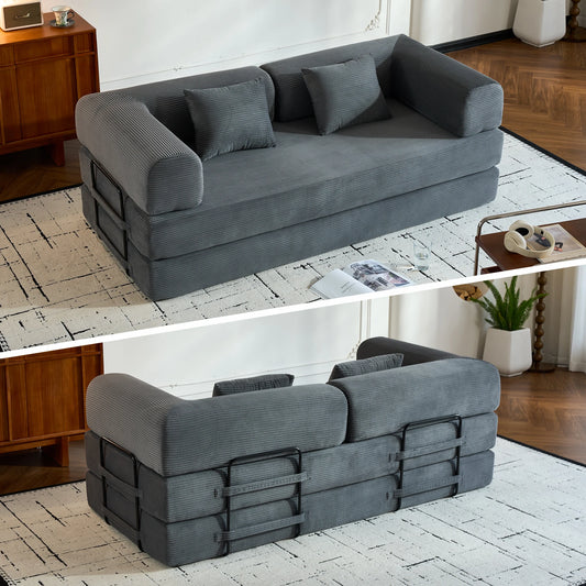 THOLASIS Folding Convertible Corduroy Sofa Bed For Small Spaces