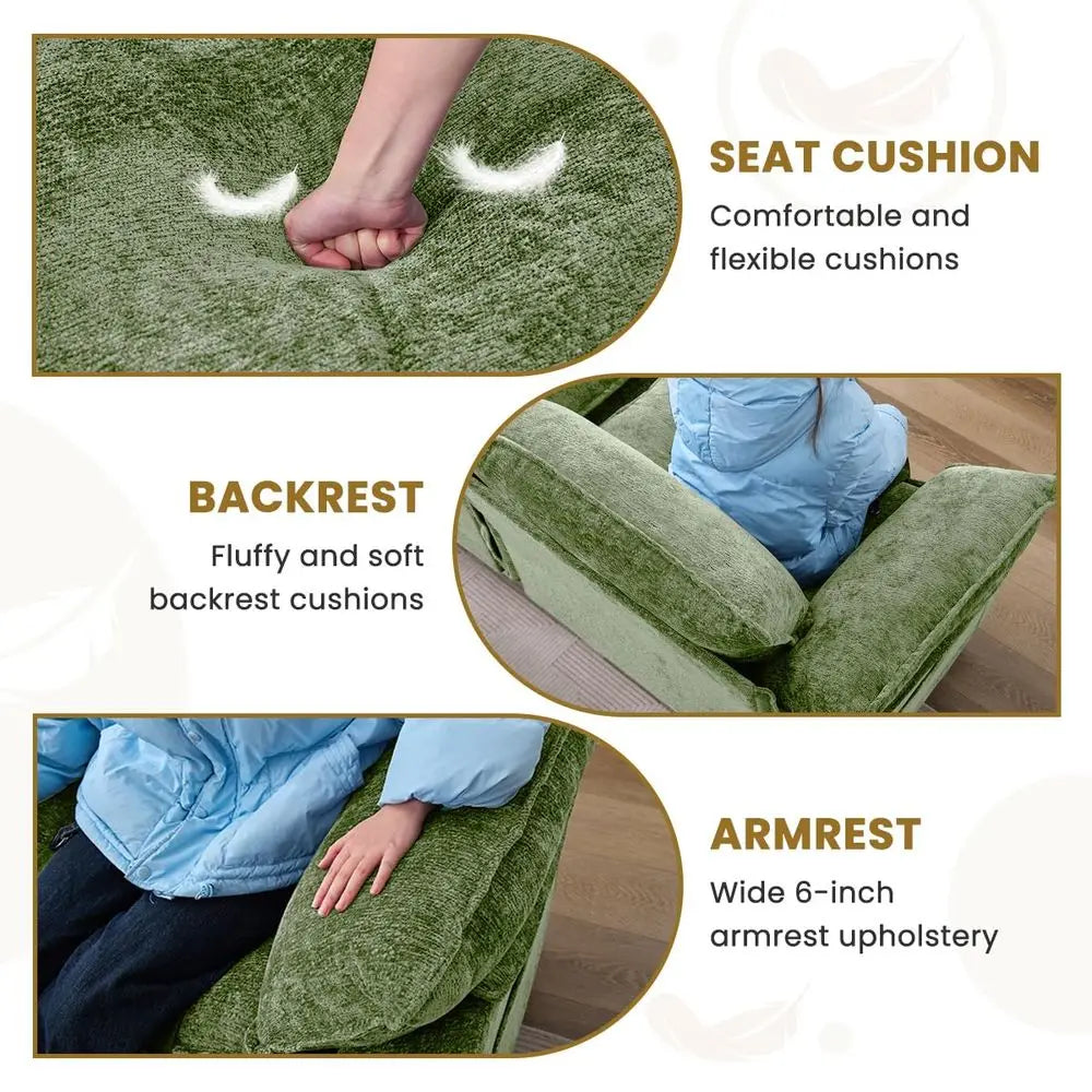 Cloud Loveseat Sofa Modern Chenille Fabric Double Cushion