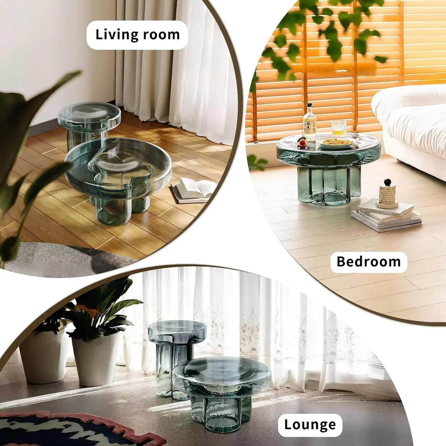 Glass Coffee Table With Stone Base Mid Century Modern Design