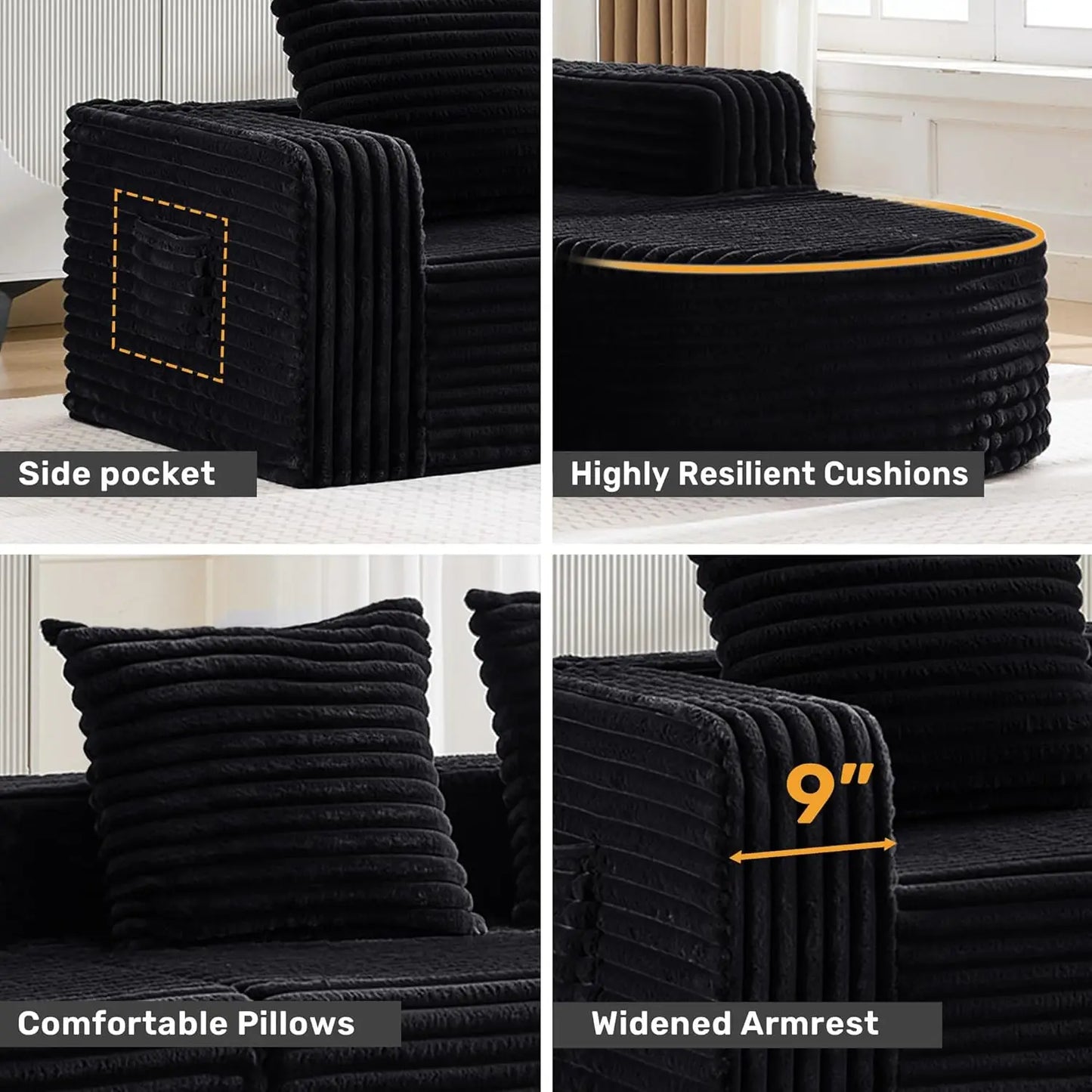Cloud Couch Modular Sectional Sofa With Chaise And Pillows