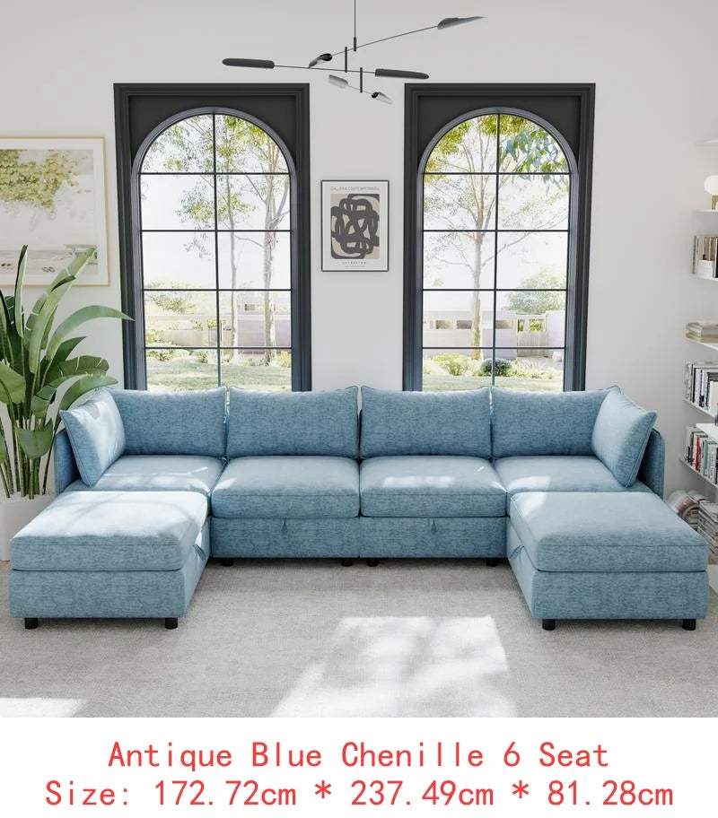 Modular Sectional Sofa Set With Storage 3 Seater Loveseat Chair