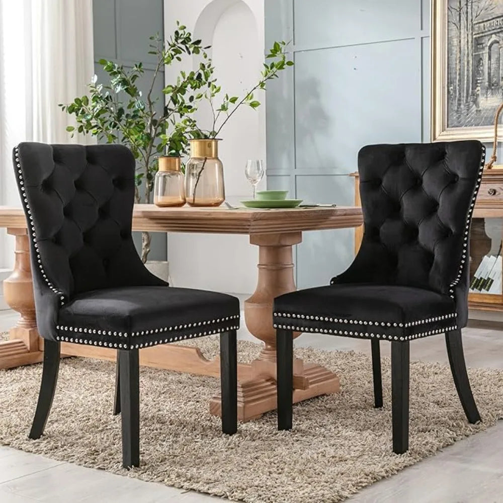 MOYU Velvet Dining Chairs Set 6 With Golden Stainless Legs