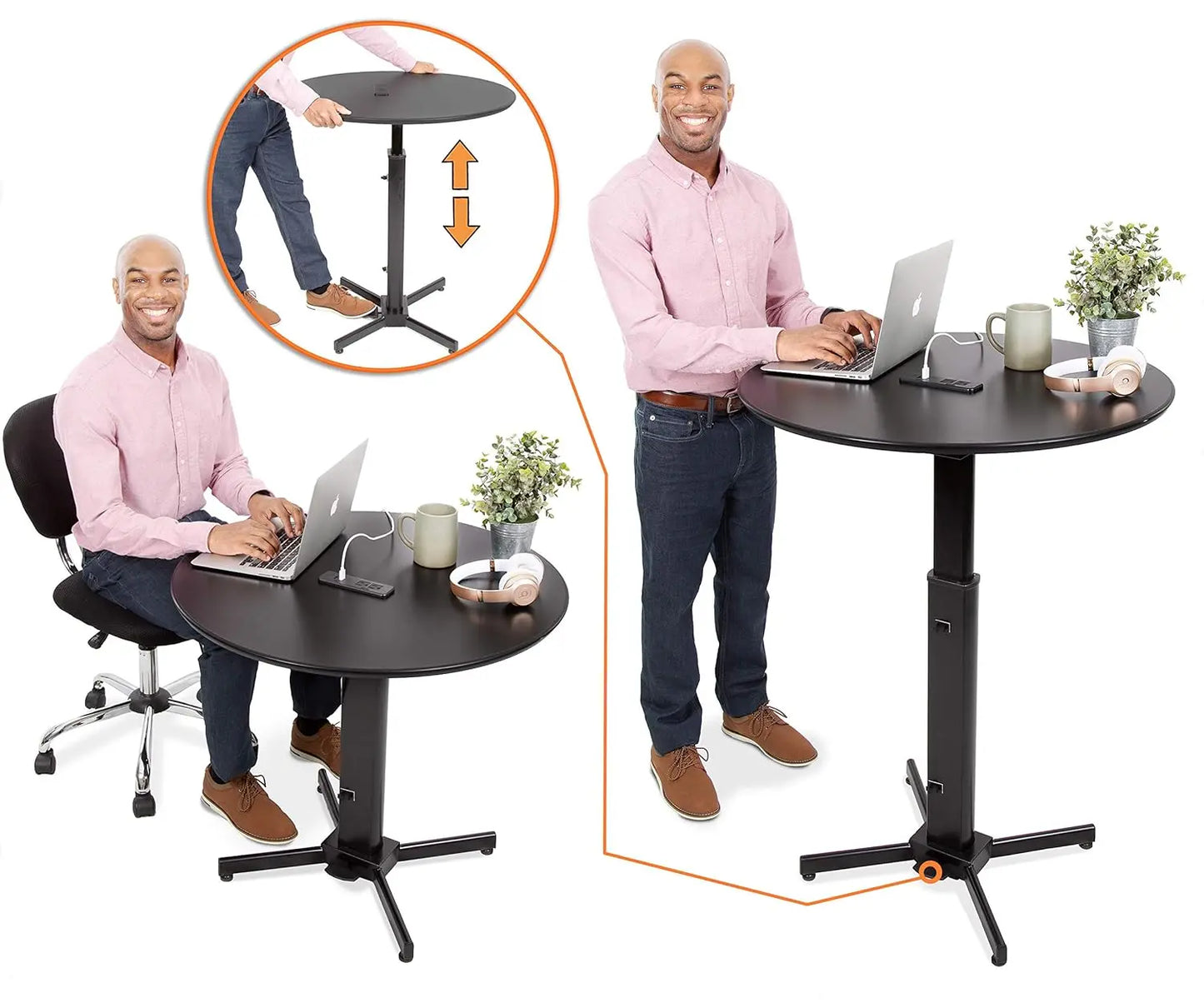 Round Charging Table With Height Adjustment USB And AC Outlets