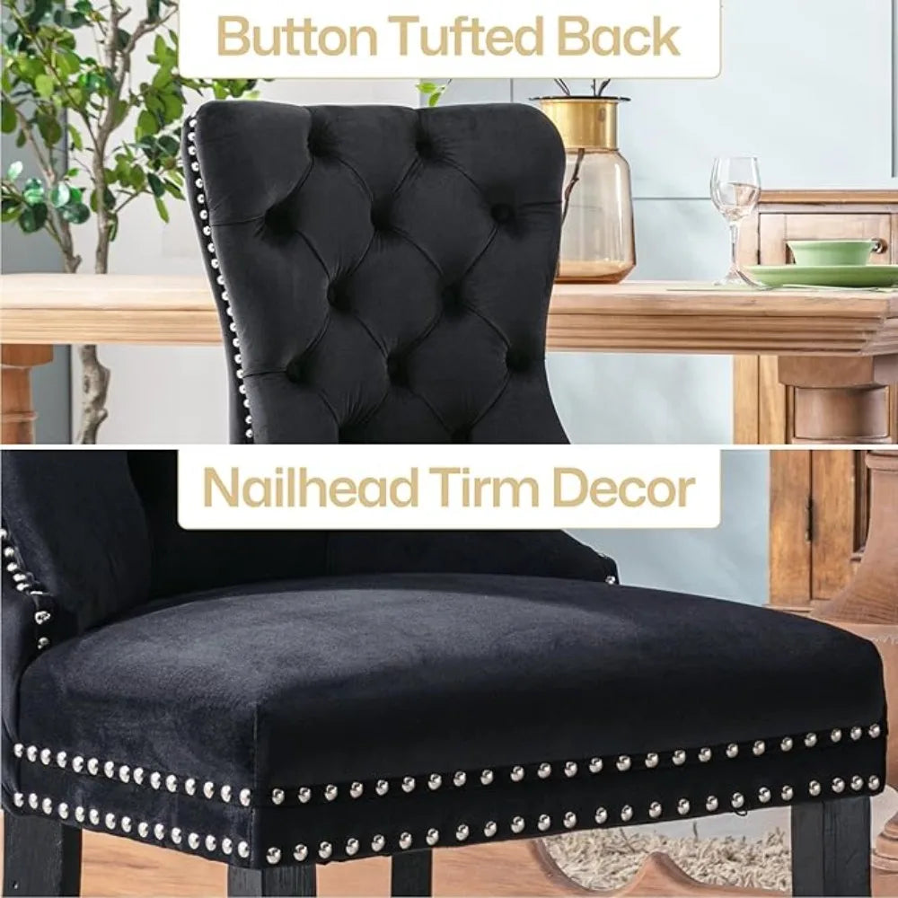 MOYU Velvet Dining Chairs Set 6 With Golden Stainless Legs
