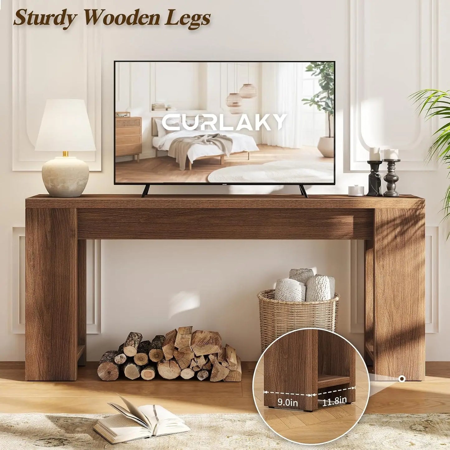 Farmhouse Wood Console Table Plank And Beam Entryway For Living Room