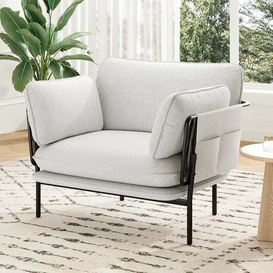 Modern Upholstered Accent Chair For Living Room With Metal Legs