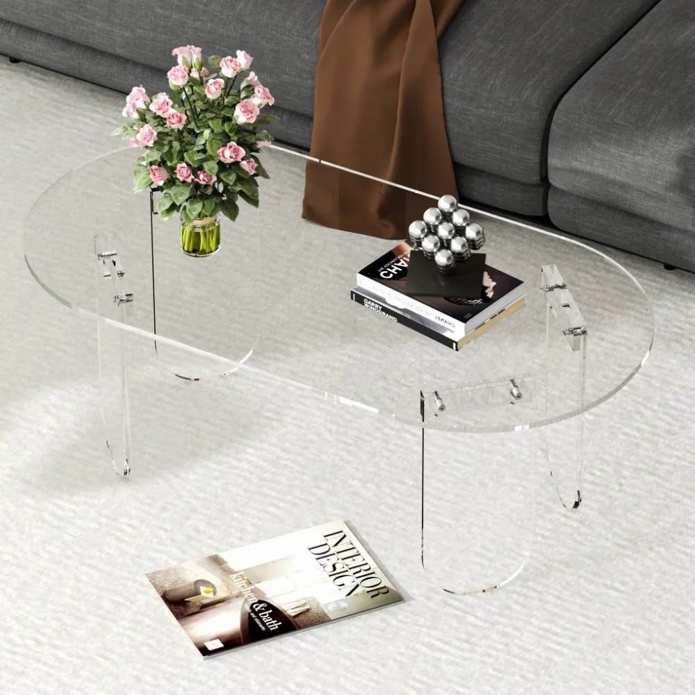 Acrylic Coffee Table Oval Center Table For Living Room