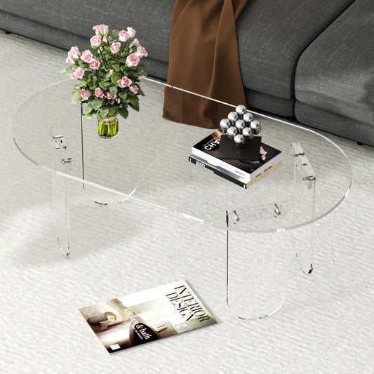 Acrylic Coffee Table Oval Center Table For Living Room