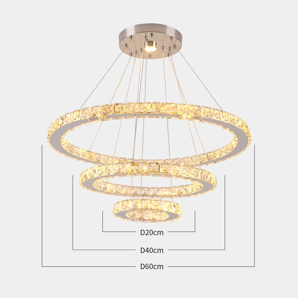 Crystal Modern Pendant Light Chandelier With Dimmable LED