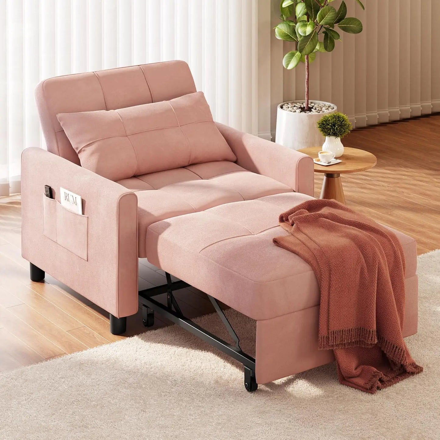 Three In One Convertible Sleeper Sofa Bed Linen Fabric