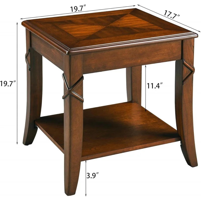 Solid Wood 3-Piece Living Room Set With Coffee Table