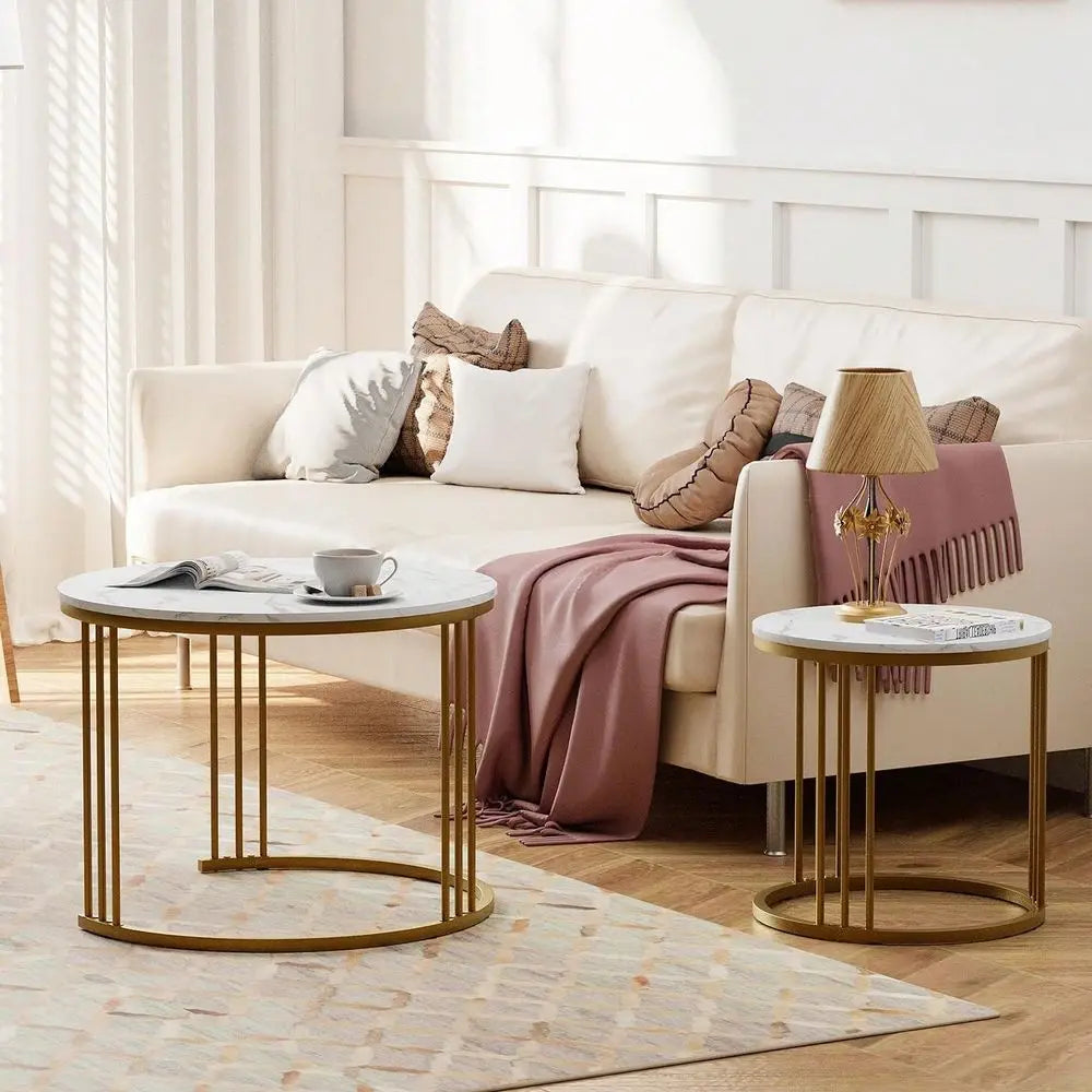 XMSJ Faux Marble Nesting Table For Small Living Rooms