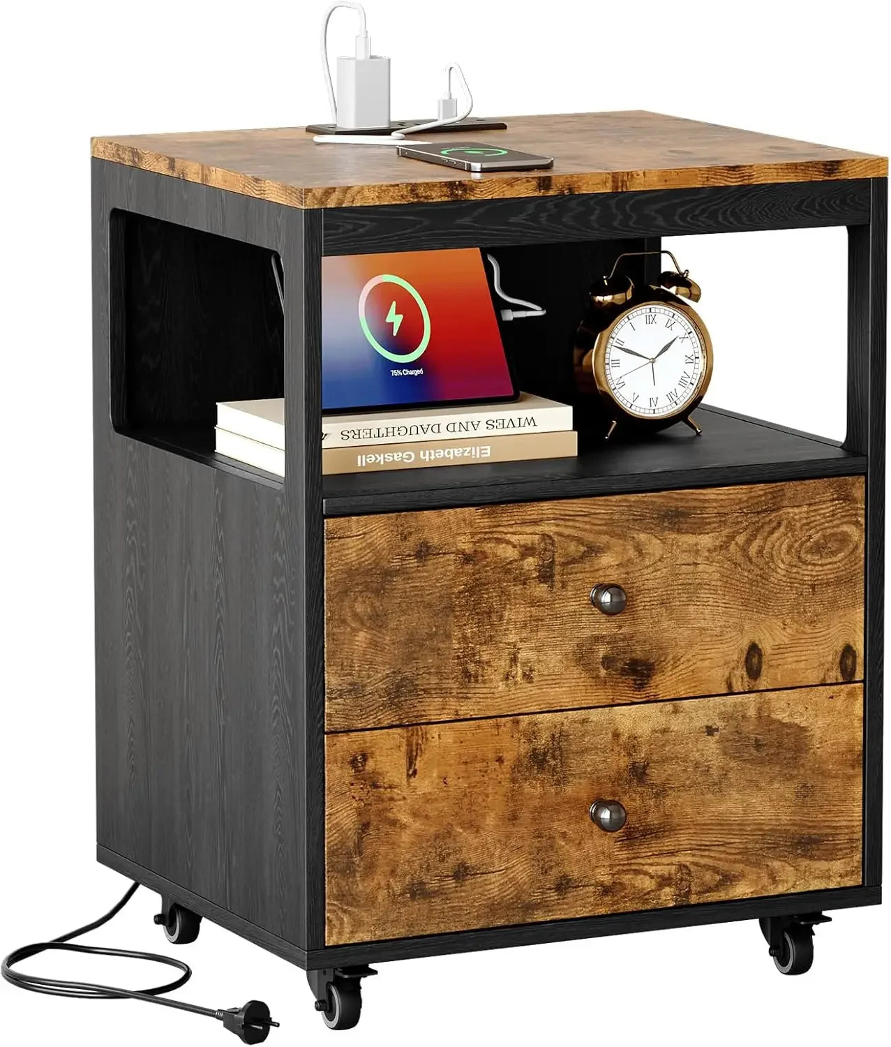 Side Table With 2 Drawers Sofa End Tables With Wheels