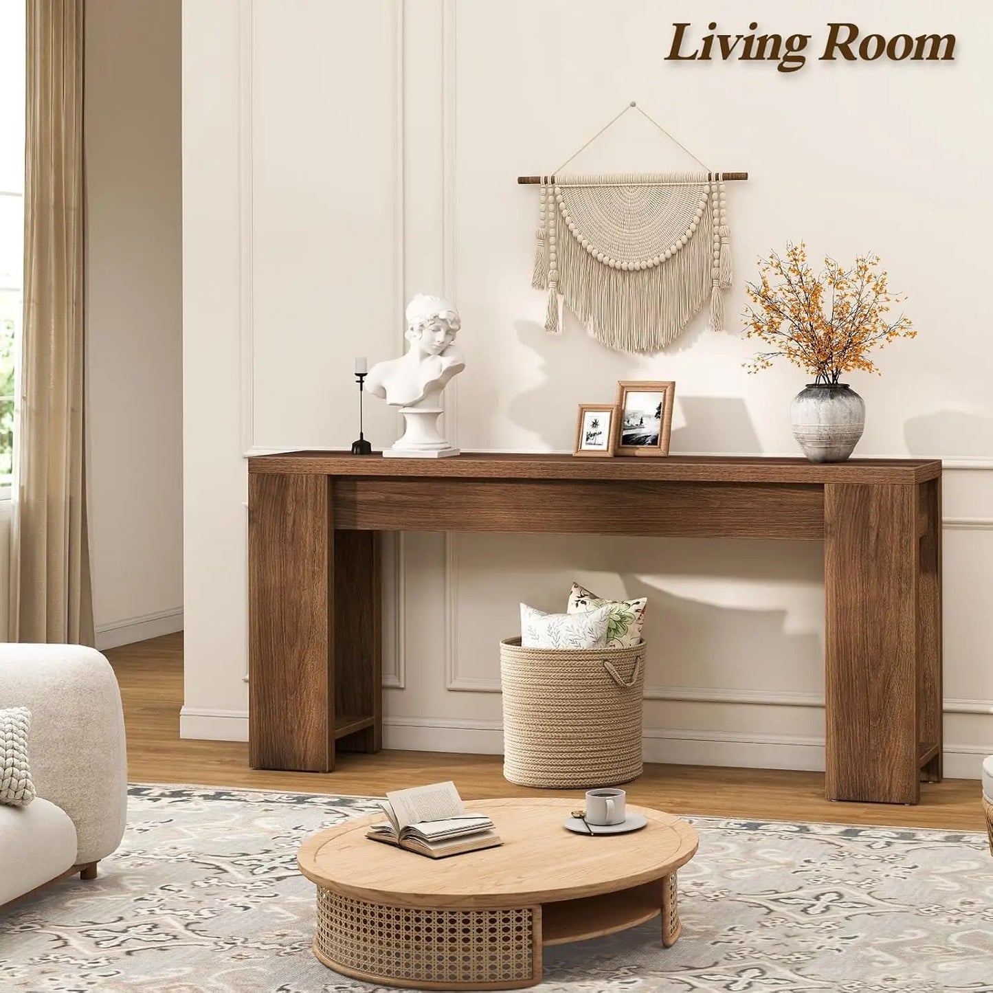 Farmhouse Wood Console Table Plank And Beam Entryway For Living Room