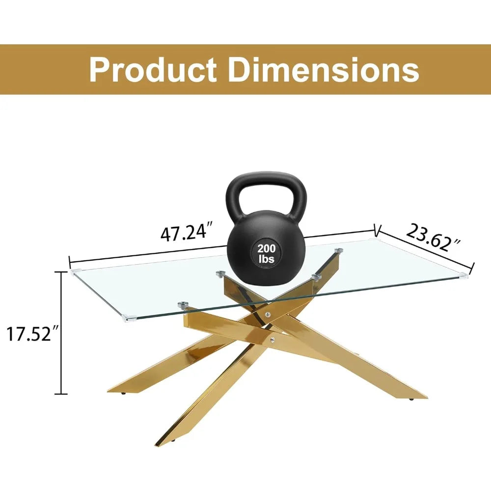 Tempered Glass Coffee And End Table Set With Geometric Legs