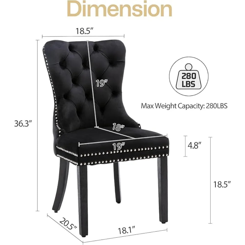 MOYU Velvet Dining Chairs Set 6 With Golden Stainless Legs