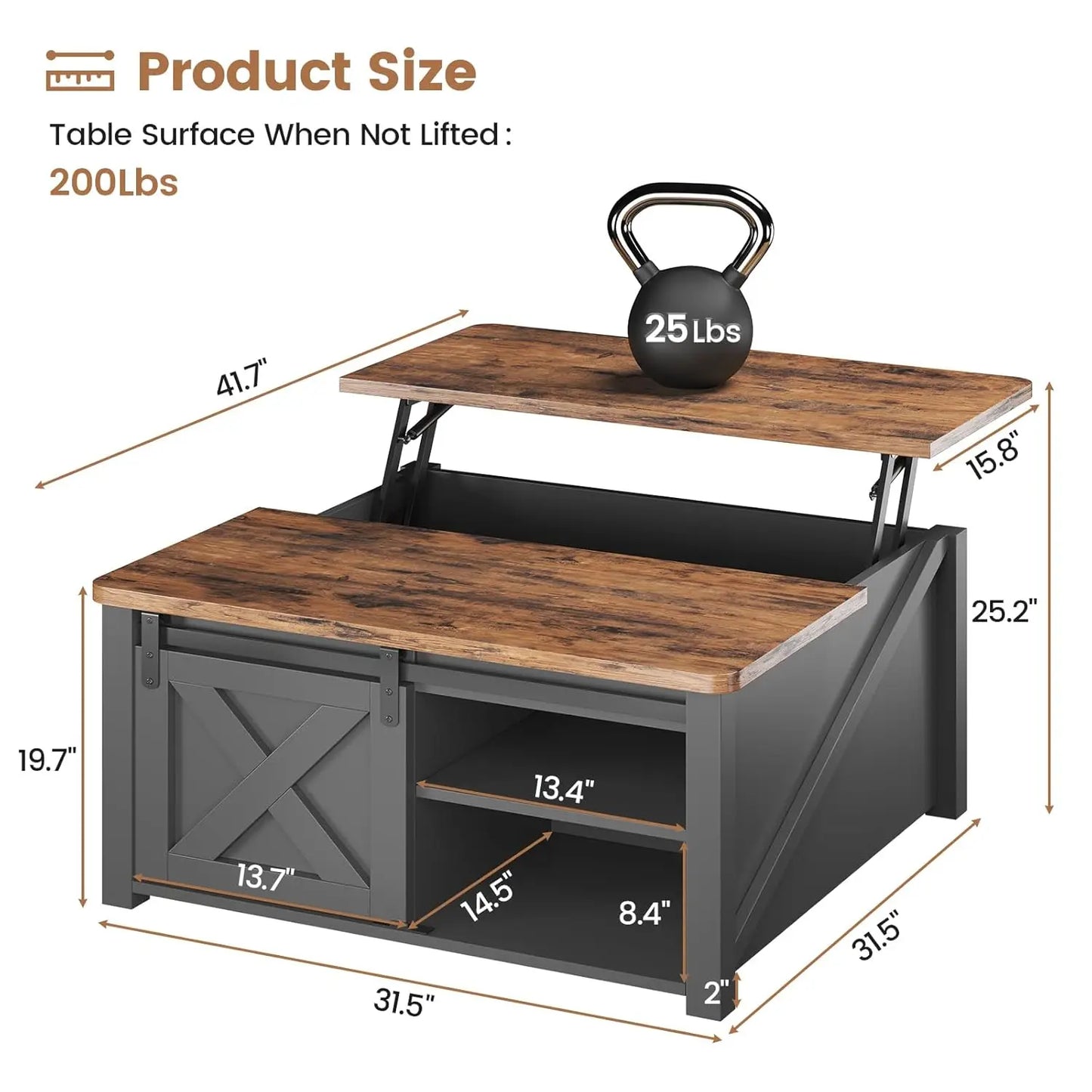 Lift Top Coffee Table With Storage Farmhouse Style