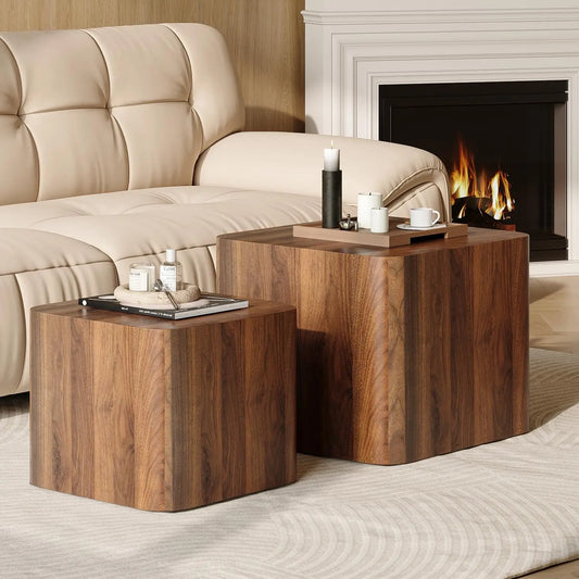 Nesting Coffee Table And End Table Set Modern Wood
