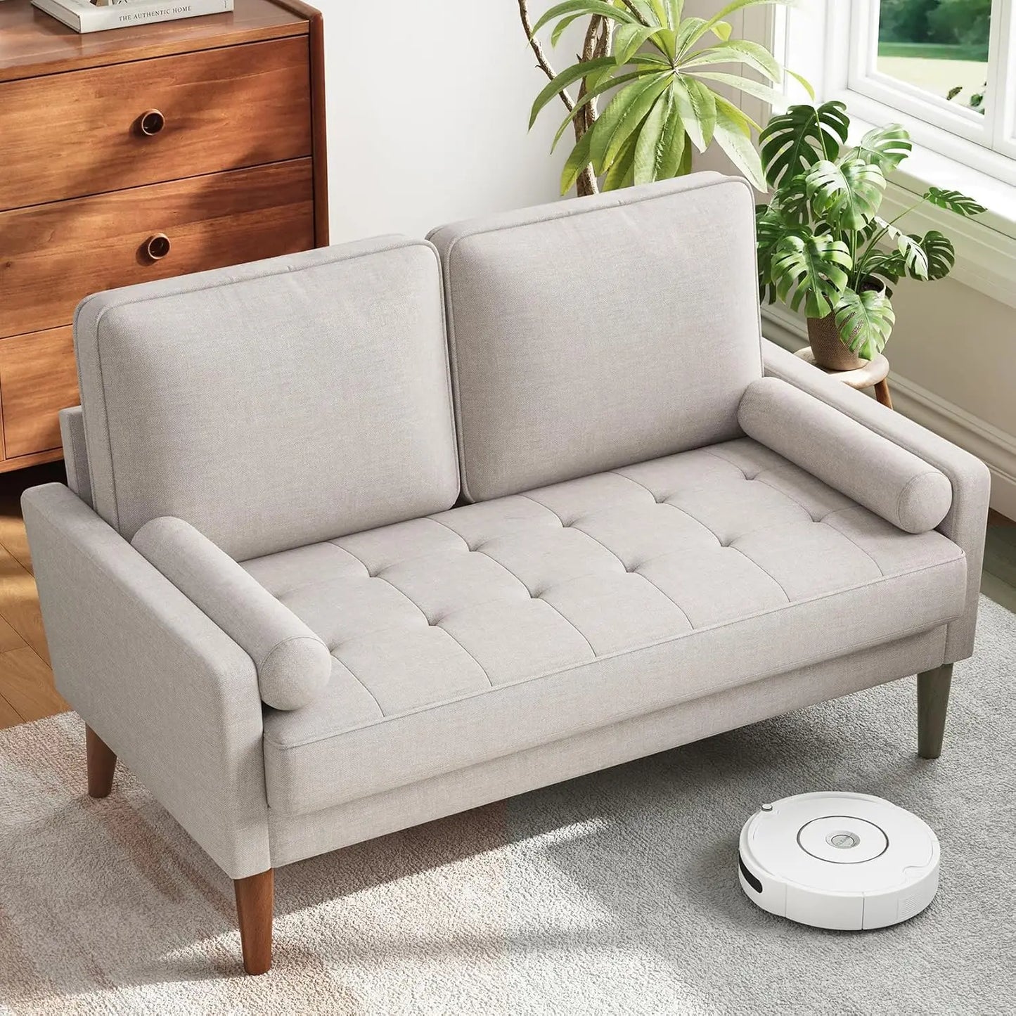 Vesgantti Mid Century Velvet Loveseat Sofa with Solid Wood Legs