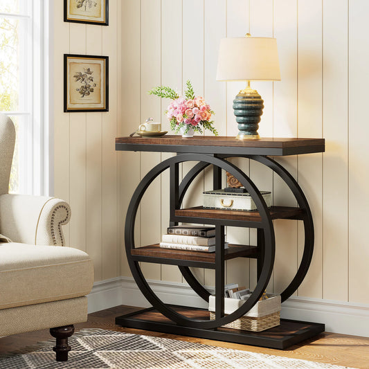 Tribesigns End Table 4-Tier Storage Shelves Industrial
