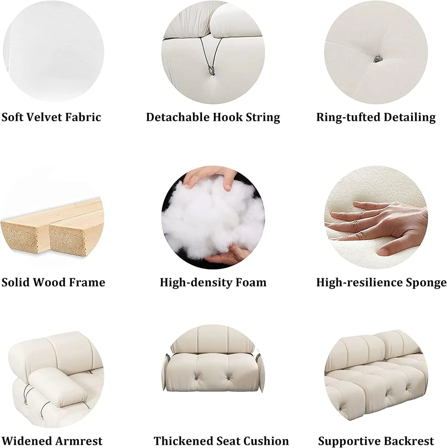 Sdorens Modern Minimalist Velvet Modular Sectional Sofa Set