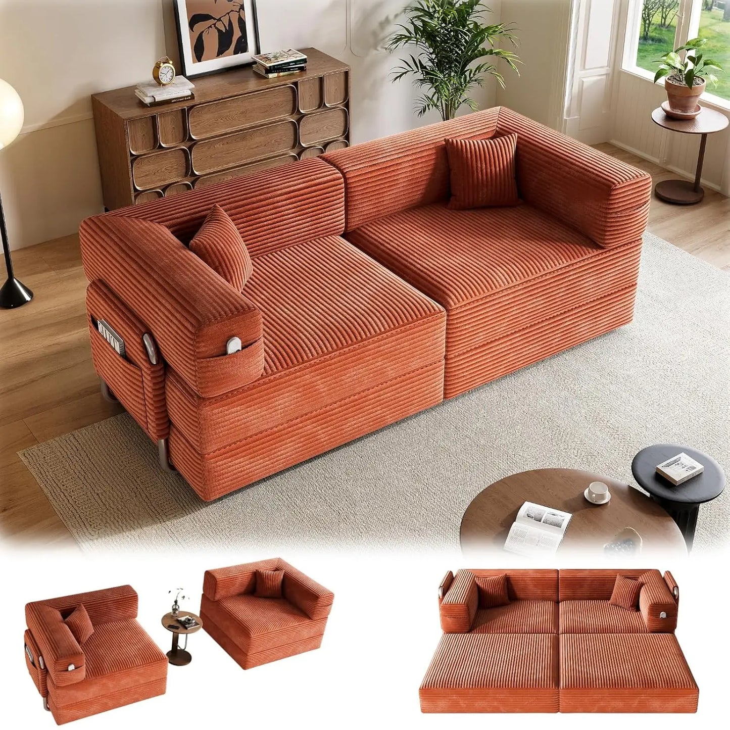 Compressed Convertible Sofa Bed Customized No Assembly Required