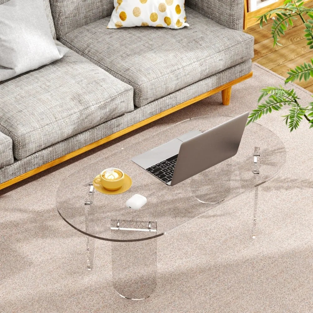 Acrylic Coffee Table Oval Center Table For Living Room