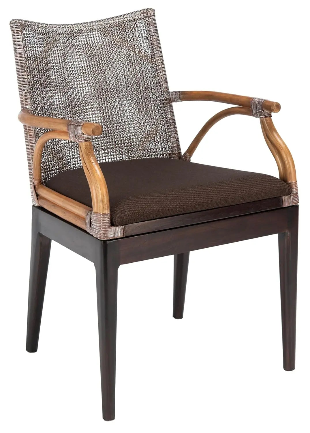 Solid Wood Rattan Arm Chair For Living Room Modern Style