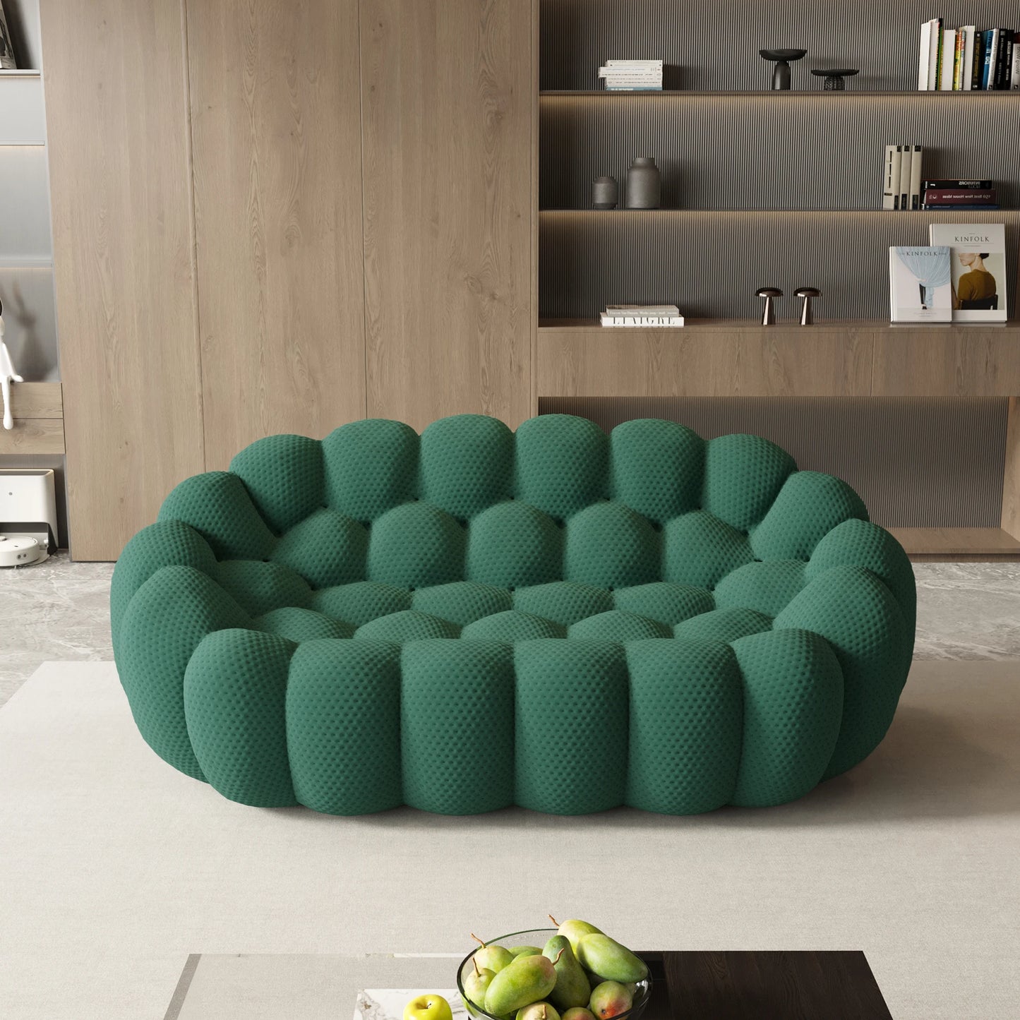 Sdorens Modern Curved Boneless Sofa With 3D Knitted Fabric Loveseat